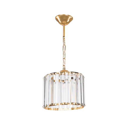 GloboStar® GLAMOROUS 203-0093 Κρύσταλλο Κρεμαστό Φωτιστικό Κρύσταλλα Μονόφωτο 1 x E27 IP20 Χρυσό Μεταλλό με Κρύσταλλο – Μ20 x Π20 x Υ45cm
