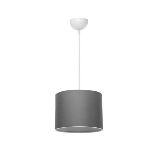 GloboStar® BLAZE 203-0108 Μοντέρνο Κρεμαστό Φωτιστικό Καπέλο Μονόφωτο 1 x E27 IP20 Γκρι Ύφασμα – Μ22 x Π22 x Υ90cm