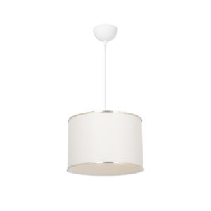 GloboStar® ELECTRA 203-0110 Μοντέρνο Κρεμαστό Φωτιστικό Καπέλο Μονόφωτο 1 x E27 IP20 Mπεζ Ύφασμα με Χρυσή Λεπτομέρεια – Μ30 x Π30 x Υ90cm