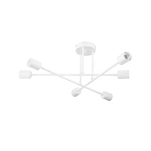GloboStar® SPIDI 203-0113 Μοντέρνο Φωτιστικό Οροφής Πλέγμα Πολύφωτο 6 x E27 IP20 Λευκό Μέταλλο – Μ61 x Π61 x Υ37cm