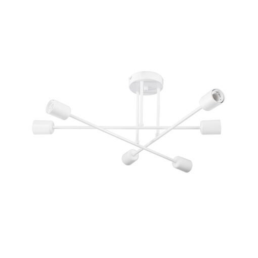 GloboStar® SPIDI 203-0113 Μοντέρνο Φωτιστικό Οροφής Πλέγμα Πολύφωτο 6 x E27 IP20 Λευκό Μέταλλο – Μ61 x Π61 x Υ37cm