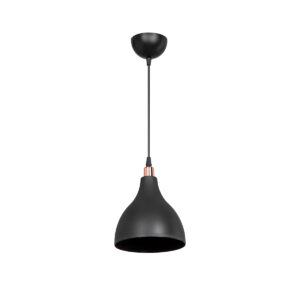 GloboStar® RADE 203-0124 Μοντέρνο Κρεμαστό Φωτιστικό Καμπάνα Μονόφωτο 1 x E27 IP20 Μαύρο με Χρυσό Πλαστικό – Μ17.5 x Π17.5 x Υ56cm