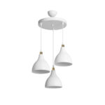 GloboStar® RADE 203-0128 Vintage Κρεμαστό Φωτιστικό Καμπάνα Τρίφωτο 3 x E27 IP20 Λευκό Πλαστικό – Μ40 x Π40 x Υ80cm