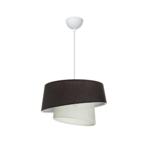 GloboStar® ALINA 203-0131 Μοντέρνο Κρεμαστό Φωτιστικό Καπέλο Μονόφωτο 1 x E27 IP20 Μαύρο & Λευκό Ύφασμα – Μ30 x Π30 x Υ93cm