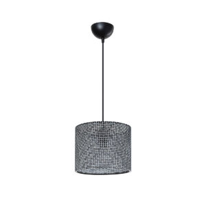 GloboStar® CLAIRIE 203-0133 Μοντέρνο Κρεμαστό Φωτιστικό Καπέλο Μονόφωτο 1 x E27 IP20 Γκρι Ύφασμα – Μ22 x Π22 x Υ93cm