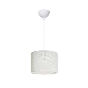 GloboStar® CLAIRIE 203-0134 Μοντέρνο Κρεμαστό Φωτιστικό Καπέλο Μονόφωτο 1 x E27 IP20 Λευκό Ύφασμα – Μ22 x Π22 x Υ93cm