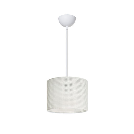 GloboStar® CLAIRIE 203-0134 Μοντέρνο Κρεμαστό Φωτιστικό Καπέλο Μονόφωτο 1 x E27 IP20 Λευκό Ύφασμα – Μ22 x Π22 x Υ93cm