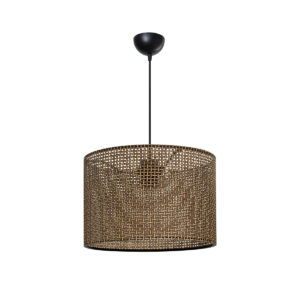 GloboStar® CLAIRIE 203-0135 Μοντέρνο Κρεμαστό Φωτιστικό Καπέλο Μονόφωτο 1 x E27 IP20 Καφέ Ύφασμα – Μ30 x Π30 x Υ93cm