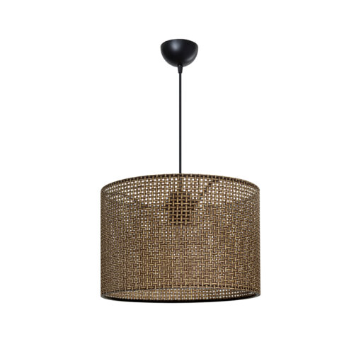 GloboStar® CLAIRIE 203-0135 Μοντέρνο Κρεμαστό Φωτιστικό Καπέλο Μονόφωτο 1 x E27 IP20 Καφέ Ύφασμα – Μ30 x Π30 x Υ93cm