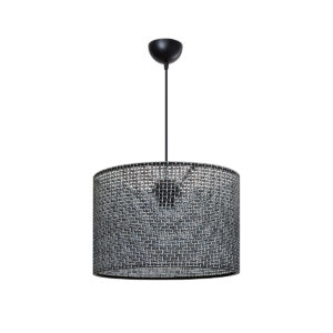 GloboStar® CLAIRIE 203-0136 Μοντέρνο Κρεμαστό Φωτιστικό Καπέλο Μονόφωτο 1 x E27 IP20 Μαύρο Ύφασμα – Μ30 x Π30 x Υ93cm