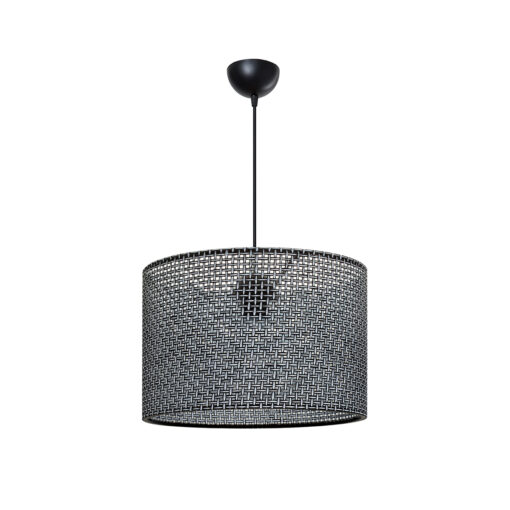 GloboStar® CLAIRIE 203-0136 Μοντέρνο Κρεμαστό Φωτιστικό Καπέλο Μονόφωτο 1 x E27 IP20 Μαύρο Ύφασμα – Μ30 x Π30 x Υ93cm