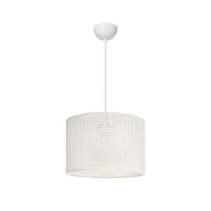 GloboStar® CLAIRIE 203-0137 Μοντέρνο Κρεμαστό Φωτιστικό Καπέλο Μονόφωτο 1 x E27 IP20 Λευκό Ύφασμα – Μ30 x Π30 x Υ93cm