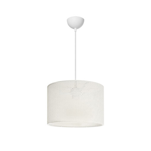 GloboStar® CLAIRIE 203-0137 Μοντέρνο Κρεμαστό Φωτιστικό Καπέλο Μονόφωτο 1 x E27 IP20 Λευκό Ύφασμα – Μ30 x Π30 x Υ93cm