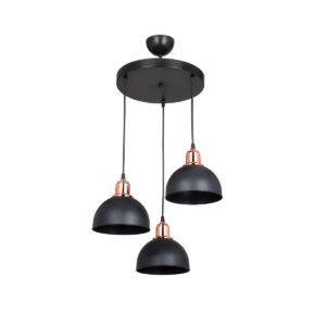 GloboStar® ΗUT 203-0146 Μοντέρνο Κρεμαστό Φωτιστικό Καμπάνα Τρίφωτο 3 x E27 IP20 Μαύρο με Χρυσό Πλαστικό – Μ40 x Π40 x Υ76cm