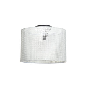 GloboStar® CILIO 203-0150 Μοντέρνο Φωτιστικό Οροφής Καπέλο Μονόφωτο 1 x E27 IP20 Λευκό Διάτρητο Ύφασμα – Μ30 x Π30 x Υ21cm