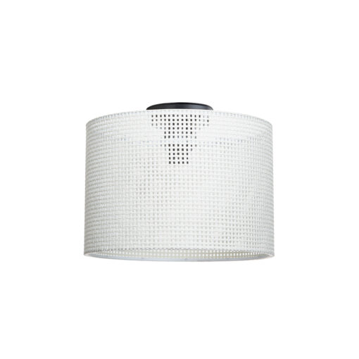 GloboStar® CILIO 203-0150 Μοντέρνο Φωτιστικό Οροφής Καπέλο Μονόφωτο 1 x E27 IP20 Λευκό Διάτρητο Ύφασμα – Μ30 x Π30 x Υ21cm