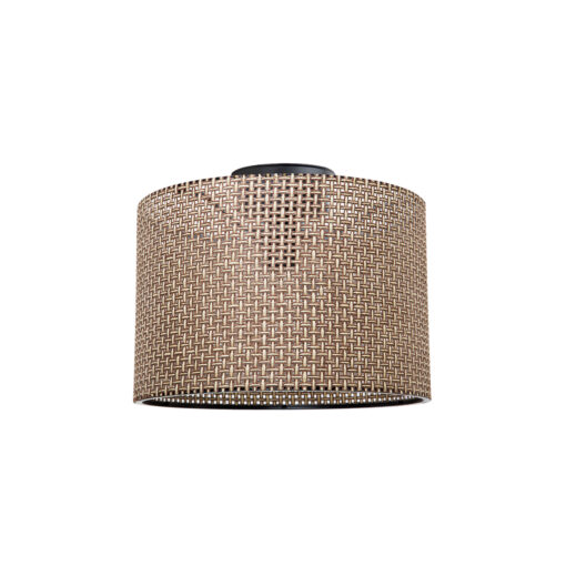 GloboStar® CILIO 203-0151 Μοντέρνο Φωτιστικό Οροφής Καπέλο Μονόφωτο 1 x E27 IP20 Καφέ Διάτρητο Ύφασμα – Μ30 x Π30 x Υ21cm