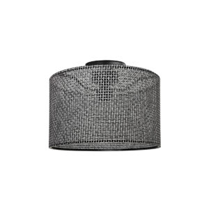 GloboStar® CILIO 203-0152 Μοντέρνο Φωτιστικό Οροφής Καπέλο Μονόφωτο 1 x E27 IP20 Μαύρο Διάτρητο Ύφασμα – Μ30 x Π30 x Υ21cm
