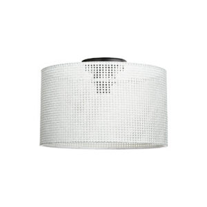 GloboStar® CILIO 203-0155 Μοντέρνο Φωτιστικό Οροφής Καπέλο Μονόφωτο 1 x E27 IP20 Λευκό Διάτρητο Ύφασμα – Μ38 x Π38 x Υ21cm