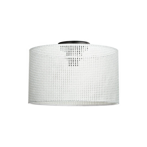 GloboStar® CILIO 203-0155 Μοντέρνο Φωτιστικό Οροφής Καπέλο Μονόφωτο 1 x E27 IP20 Λευκό Διάτρητο Ύφασμα – Μ38 x Π38 x Υ21cm