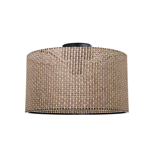 GloboStar® CILIO 203-0156 Μοντέρνο Φωτιστικό Οροφής Καπέλο Μονόφωτο 1 x E27 IP20 Καφέ Διάτρητο Ύφασμα – Μ38 x Π38 x Υ21cm