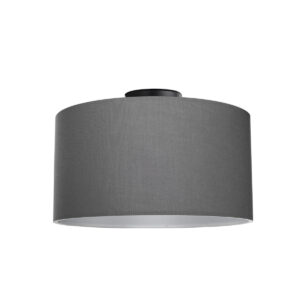 GloboStar® CILIO 203-0158 Μοντέρνο Φωτιστικό Οροφής Καπέλο Μονόφωτο 1 x E27 IP20 Γκρι Ύφασμα – Μ38 x Π30 x Υ21cm