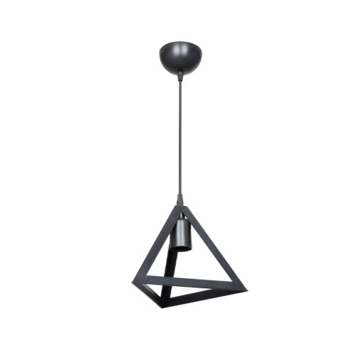 GloboStar® TRIANGLE 203-0159 Μοντέρνο Κρεμαστό Φωτιστικό Καμπάνα Μονόφωτο 1 x E27 IP20 Μάυρο Πλαστικό – Μ24 x Π24 x Υ86cm