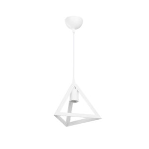 GloboStar® TRIANGLE 203-0163 Μοντέρνο Κρεμαστό Φωτιστικό Καμπάνα Μονόφωτο 1 x E27 IP20 Λευκό Πλαστικό – Μ24 x Π24 x Υ86cm