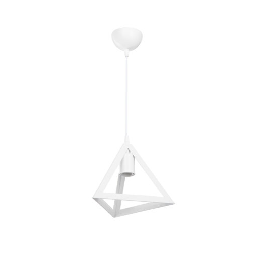 GloboStar® TRIANGLE 203-0163 Μοντέρνο Κρεμαστό Φωτιστικό Καμπάνα Μονόφωτο 1 x E27 IP20 Λευκό Πλαστικό – Μ24 x Π24 x Υ86cm