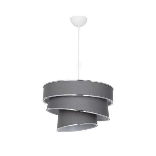 GloboStar® SIERA 203-0167 Μοντέρνο Κρεμαστό Φωτιστικό Καπέλο Μονόφωτο 1 x E27 IP20 Γκρι Ύφασμα με Ασημί Λεπτομέρεια – Μ38 x Π38 x Υ95cm