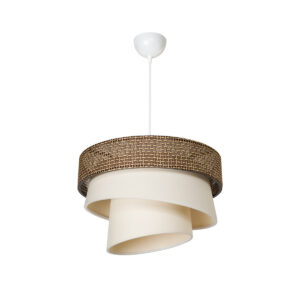 GloboStar® SIERA 203-0169 Μοντέρνο Κρεμαστό Φωτιστικό Καπέλο Μονόφωτο 1 x E27 IP20 Καφέ & Σκούρο Μπεζ Ύφασμα – Μ38 x Π38 x Υ95cm