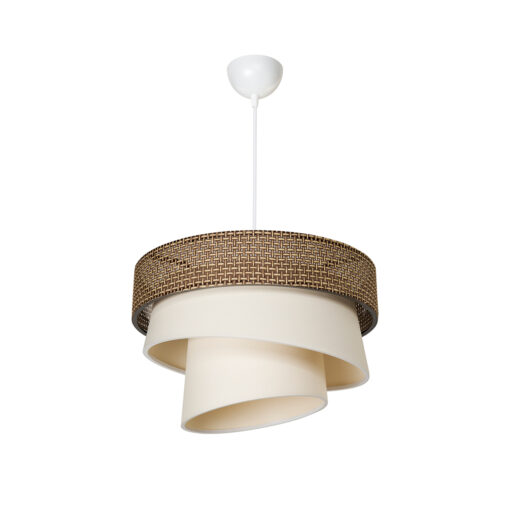 GloboStar® SIERA 203-0169 Μοντέρνο Κρεμαστό Φωτιστικό Καπέλο Μονόφωτο 1 x E27 IP20 Καφέ & Σκούρο Μπεζ Ύφασμα – Μ38 x Π38 x Υ95cm