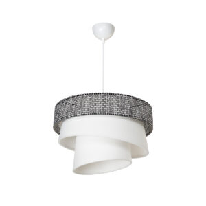 GloboStar® SIERA 203-0170 Μοντέρνο Κρεμαστό Φωτιστικό Καπέλο Μονόφωτο 1 x E27 IP20 Γκρι & Λευκό Ύφασμα – Μ38 x Π38 x Υ95cm