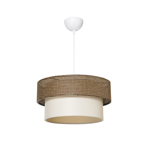 GloboStar® LIVI 203-0175 Μοντέρνο Κρεμαστό Φωτιστικό Καπέλο Μονόφωτο 1 x E27 IP20 Σκούρο Καφέ & Λευκό Ύφασμα – Μ38 x Π38 x Υ95cm