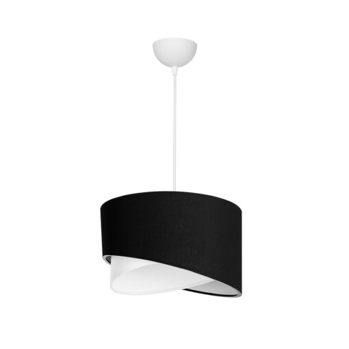 GloboStar® LILI 203-0176 Μοντέρνο Κρεμαστό Φωτιστικό Καπέλο Μονόφωτο 1 x E27 IP20 Μαύρο & Λευκό Ύφασμα – Μ38 x Π38 x Υ95cm