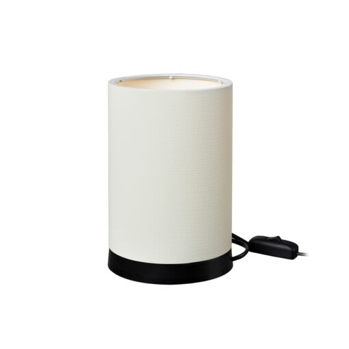 GloboStar® CYLINDER 203-0183 Μοντέρνο Επιτραπέζιο Φωτιστικό Μονόφωτο 1 x E27 IP20 Μαύρη Βάση με Λευκό Υφασμα – Μ14 x Π14 x Υ21cm