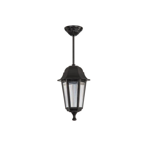 GloboStar® VITRO 203-0189 Vintage Κρεμαστό Φωτιστικό Φαναράκι Μονόφωτο 1 x E27 IP44 Μαύρο Πλαστικό Σώμα – Μ16 x Π16 x Υ48cm