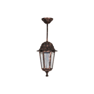 GloboStar® VITRO 203-0194 Vintage Κρεμαστό Φωτιστικό Φαναράκι Μονόφωτο 1 x E27 IP44 Χάλκινο Πλαστικό Σώμα – Μ16 x Π16 x Υ48cm