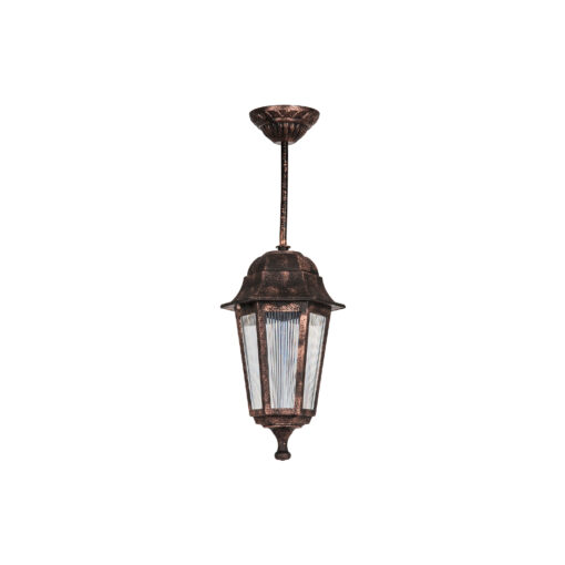 GloboStar® VITRO 203-0194 Vintage Κρεμαστό Φωτιστικό Φαναράκι Μονόφωτο 1 x E27 IP44 Χάλκινο Πλαστικό Σώμα – Μ16 x Π16 x Υ48cm