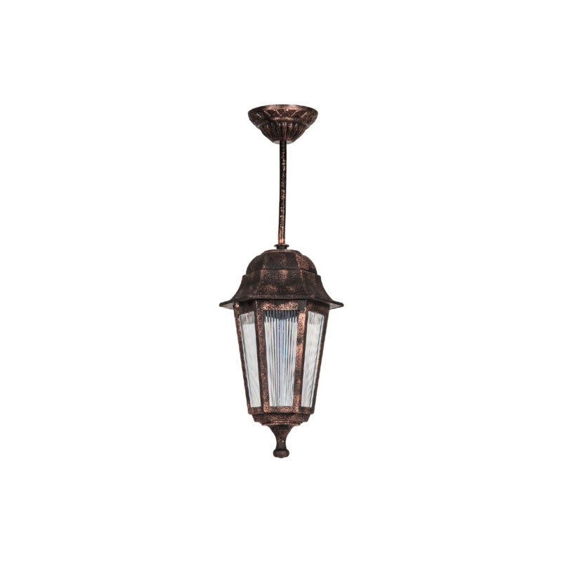 GloboStar® VITRO 203-0194 Vintage Κρεμαστό Φωτιστικό Φαναράκι Μονόφωτο 1 x E27 IP44 Χάλκινο Πλαστικό Σώμα – Μ16 x Π16 x Υ48cm