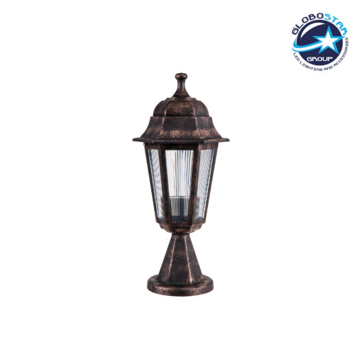 GloboStar® VITRO 203-0195 Vintage Επιδαπέδιο Φωτιστικό Φαναράκι Μονόφωτο 1 x E27 IP44 Χάλκινο Πλαστικό Σώμα – Μ16 x Π16 x Υ39cm