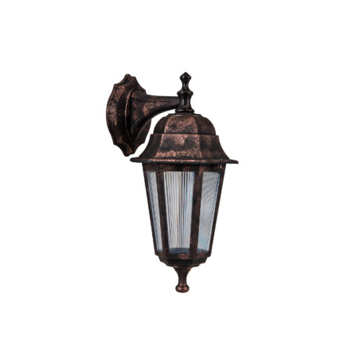 GloboStar® VITRO 203-0196 Vintage Επιτοίχιο Φωτιστικό Φαναράκι Μονόφωτο 1 x E27 IP44 Χάλκινο Πλαστικό Σώμα – Μ19 x Π16 x Υ34cm