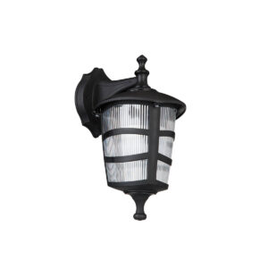 GloboStar® ZARDIN 203-0206 Vintage Επιτοίχιο Φωτιστικό Φαναράκι Μονόφωτο 1 x E27 IP44 Μαύρο Πλαστικό Σώμα – Μ22 x Π17 x Υ27cm