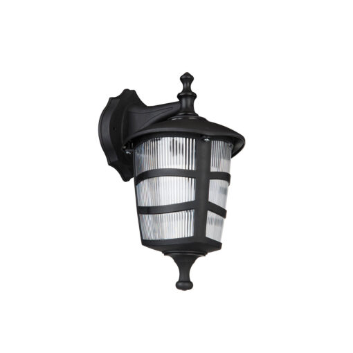 GloboStar® ZARDIN 203-0206 Vintage Επιτοίχιο Φωτιστικό Φαναράκι Μονόφωτο 1 x E27 IP44 Μαύρο Πλαστικό Σώμα – Μ22 x Π17 x Υ27cm
