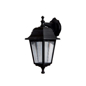 GloboStar® SOLME 203-0211 Vintage Επιτοίχιο Φωτιστικό Φαναράκι Μονόφωτο 1 x E27 IP44 Μαύρο Πλαστικό Σώμα – Μ19 x Π15 x Υ35cm