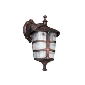 GloboStar® ZARDIN 203-0226 Vintage Επιτοίχιο Φωτιστικό Φαναράκι Μονόφωτο 1 x E27 IP44 Χάλκινο Πλαστικό Σώμα – Μ22 x Π17 x Υ27cm
