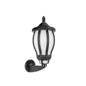 GloboStar® VERDI 203-0229 Vintage Επιτοίχιο Φωτιστικό Φαναράκι Μονόφωτο 1 x E27 IP44 Μαύρο Πλαστικό Σώμα – Μ23 x Π17 x Υ40cm