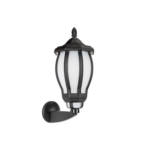 GloboStar® VERDI 203-0229 Vintage Επιτοίχιο Φωτιστικό Φαναράκι Μονόφωτο 1 x E27 IP44 Μαύρο Πλαστικό Σώμα – Μ23 x Π17 x Υ40cm