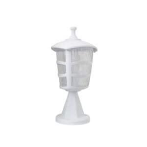 GloboStar® ZARDIN 203-0238 Vintage Επιδαπέδιο Φωτιστικό Φαναράκι Μονόφωτο 1 x E27 IP44 Λευκό Πλαστικό Σώμα – Μ17 x Π17 x Υ34cm