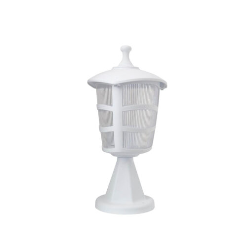 GloboStar® ZARDIN 203-0238 Vintage Επιδαπέδιο Φωτιστικό Φαναράκι Μονόφωτο 1 x E27 IP44 Λευκό Πλαστικό Σώμα – Μ17 x Π17 x Υ34cm